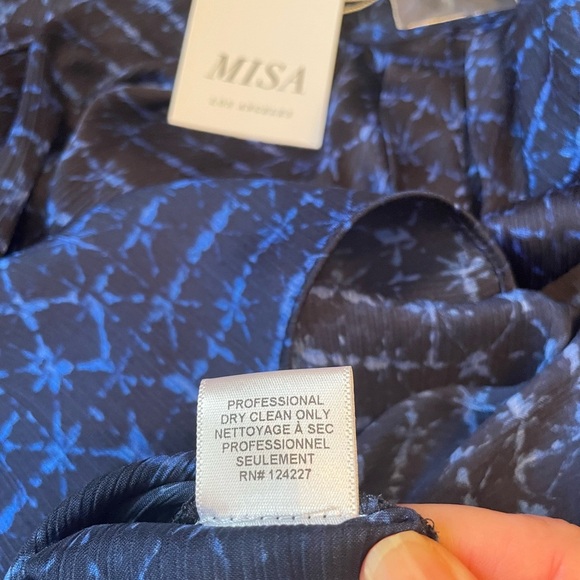MISA Los Angeles Blue Victoire Shibori Dyed Puff Sleeve Top Blouse Size S Luxury - Picture 9 of 9